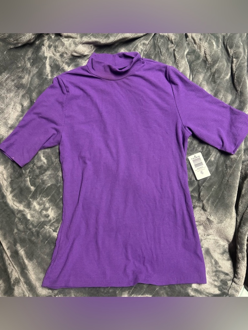 Torrid Ribbed Short-Sleeve Mock Neck Top